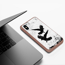 Чехол iPhone XS Max матовый Gothic crows, цвет: 3D-коричневый — фото 2