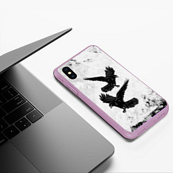 Чехол iPhone XS Max матовый Gothic crows, цвет: 3D-сиреневый — фото 2