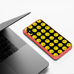 Чехол iPhone XS Max матовый Смайлики, цвет: 3D-красный — фото 2