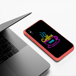Чехол iPhone XS Max матовый Время кофе Неон, цвет: 3D-красный — фото 2