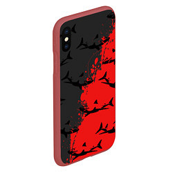 Чехол iPhone XS Max матовый Акулы, цвет: 3D-красный — фото 2
