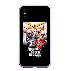 Чехол iPhone XS Max матовый Grand Theft Auto five, цвет: 3D-сиреневый