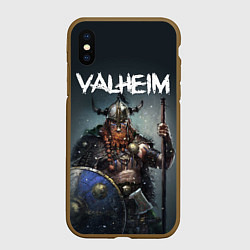 Чехол iPhone XS Max матовый Valheim, цвет: 3D-коричневый