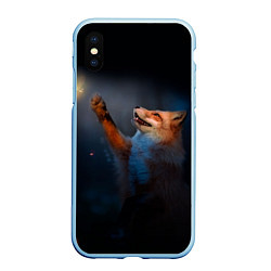 Чехол iPhone XS Max матовый Лиса и огонек, цвет: 3D-голубой