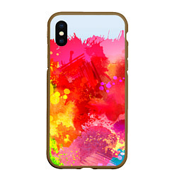 Чехол iPhone XS Max матовый Брызги краски, цвет: 3D-коричневый