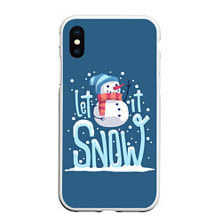 Чехол iPhone XS Max матовый Пусть идет снег, цвет: 3D-белый