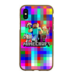 Чехол iPhone XS Max матовый MINECRAFT МАЙНКРАФТ, цвет: 3D-коричневый