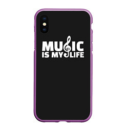 Чехол iPhone XS Max матовый Music is My Life, цвет: 3D-фиолетовый