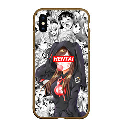 Чехол iPhone XS Max матовый Anime ahegao, цвет: 3D-коричневый