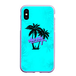 Чехол iPhone XS Max матовый GTA Vice City гавайка, цвет: 3D-светло-сиреневый