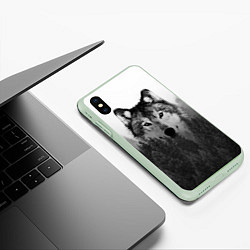 Чехол iPhone XS Max матовый Волк, цвет: 3D-салатовый — фото 2