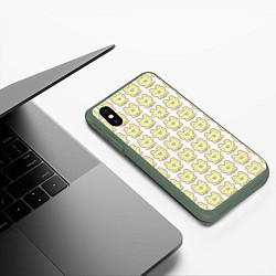 Чехол iPhone XS Max матовый Милые лягушки, цвет: 3D-темно-зеленый — фото 2