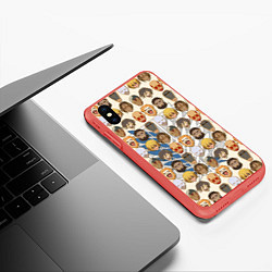 Чехол iPhone XS Max матовый Девять титанов - паттерн, цвет: 3D-красный — фото 2