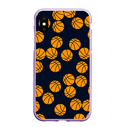 Чехол iPhone XS Max матовый Баскетбольные мячи, цвет: 3D-сиреневый