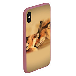 Чехол iPhone XS Max матовый Лисички, цвет: 3D-малиновый — фото 2