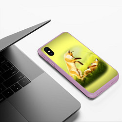 Чехол iPhone XS Max матовый Лисята, цвет: 3D-сиреневый — фото 2