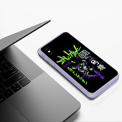Чехол iPhone XS Max матовый Евангелион, EVA 01, цвет: 3D-светло-сиреневый — фото 2