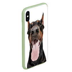 Чехол iPhone XS Max матовый Доберман Doberman, цвет: 3D-салатовый — фото 2