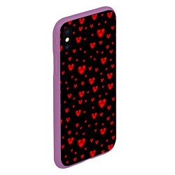 Чехол iPhone XS Max матовый Красные сердца, цвет: 3D-фиолетовый — фото 2