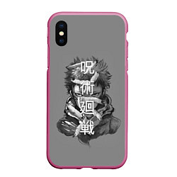 Чехол iPhone XS Max матовый JUJUTSU KAISEN ИТАДОРИ, цвет: 3D-малиновый