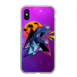 Чехол iPhone XS Max матовый Retrowave Neon Dinosaur