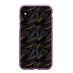 Чехол iPhone XS Max матовый Следы шин велосипеда, цвет: 3D-фиолетовый