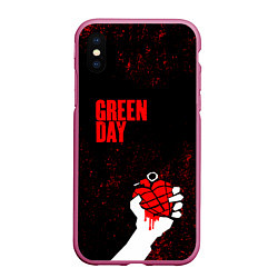 Чехол iPhone XS Max матовый Green day, цвет: 3D-малиновый