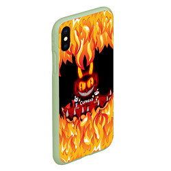 Чехол iPhone XS Max матовый CUPHEAD DEVIL, цвет: 3D-салатовый — фото 2