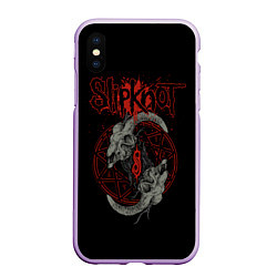 Чехол iPhone XS Max матовый Slipknot Черепа, цвет: 3D-сиреневый