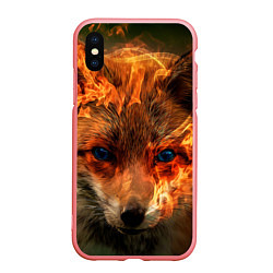 Чехол iPhone XS Max матовый Огненная лиса, цвет: 3D-баблгам