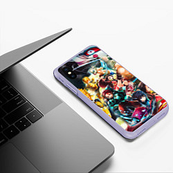 Чехол iPhone XS Max матовый КЛИНОК РАССЕКАЮЩИЙ ДЕМОНОВ ПЕРСОНАЖИ, цвет: 3D-светло-сиреневый — фото 2