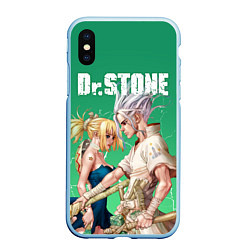 Чехол iPhone XS Max матовый Dr Stone, цвет: 3D-голубой