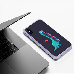 Чехол iPhone XS Max матовый Book Dinosaur, цвет: 3D-светло-сиреневый — фото 2