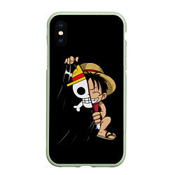 Чехол iPhone XS Max матовый ONE PIECE ЛУФФИ ЧЕРЕП СИМВОЛ, цвет: 3D-салатовый