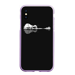 Чехол iPhone XS Max матовый Natural Guitar Reflection, цвет: 3D-сиреневый