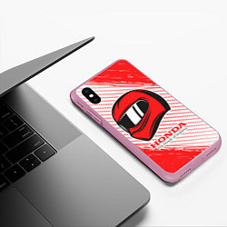 Чехол iPhone XS Max матовый Honda - Strokes, цвет: 3D-розовый — фото 2