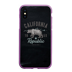 Чехол iPhone XS Max матовый California republic, цвет: 3D-фиолетовый