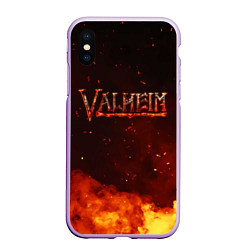 Чехол iPhone XS Max матовый Valheim огненный лого, цвет: 3D-сиреневый