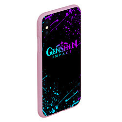 Чехол iPhone XS Max матовый GENSHIN IMPACT NEON LOGO, цвет: 3D-розовый — фото 2