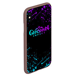 Чехол iPhone XS Max матовый GENSHIN IMPACT NEON LOGO, цвет: 3D-коричневый — фото 2