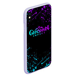 Чехол iPhone XS Max матовый GENSHIN IMPACT NEON LOGO, цвет: 3D-светло-сиреневый — фото 2