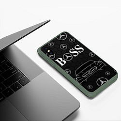 Чехол iPhone XS Max матовый BOSS MERCEDES-BENZ, цвет: 3D-темно-зеленый — фото 2