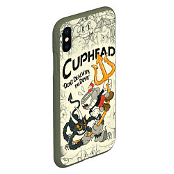 Чехол iPhone XS Max матовый Cuphead and Devil, цвет: 3D-темно-зеленый — фото 2