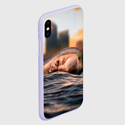 Чехол iPhone XS Max матовый Лисенок в бутылке, цвет: 3D-светло-сиреневый — фото 2