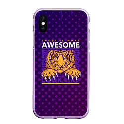 Чехол iPhone XS Max матовый Awesome Тигр lion like, цвет: 3D-сиреневый