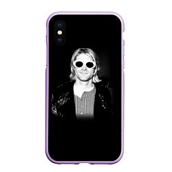 Чехол iPhone XS Max матовый Курт Кобейн в Очках Nirvana, цвет: 3D-сиреневый