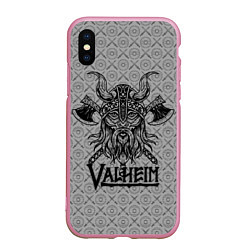 Чехол iPhone XS Max матовый Valheim Viking dark, цвет: 3D-розовый