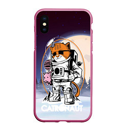 Чехол iPhone XS Max матовый Catronaut, цвет: 3D-малиновый