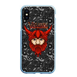 Чехол iPhone XS Max матовый Valheim красный викинг, цвет: 3D-голубой
