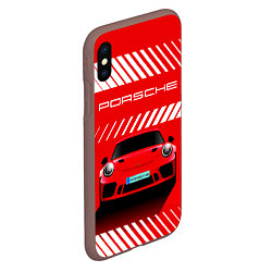 Чехол iPhone XS Max матовый PORSCHE ПОРШЕ RED STYLE, цвет: 3D-коричневый — фото 2